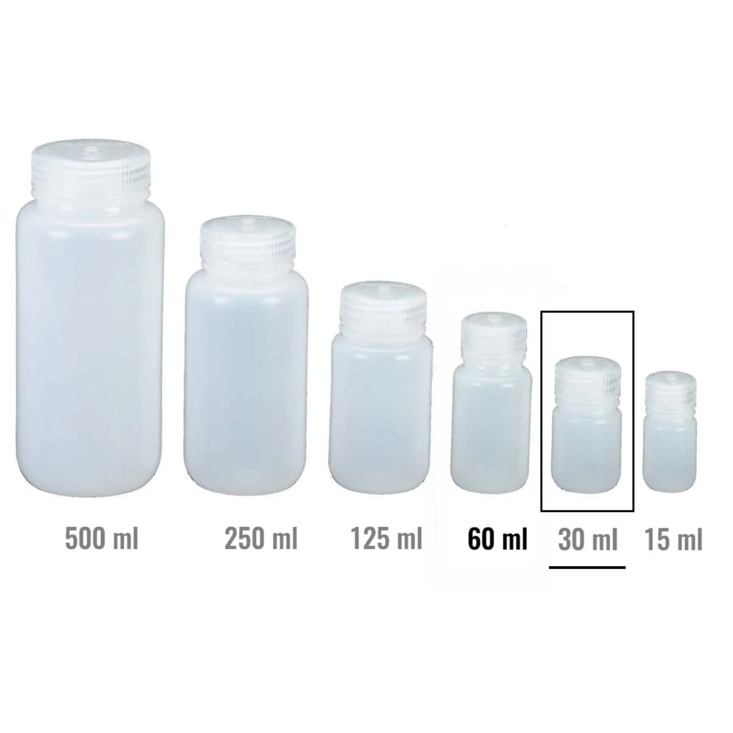 Bottle, 30ml white, WM, HDPE